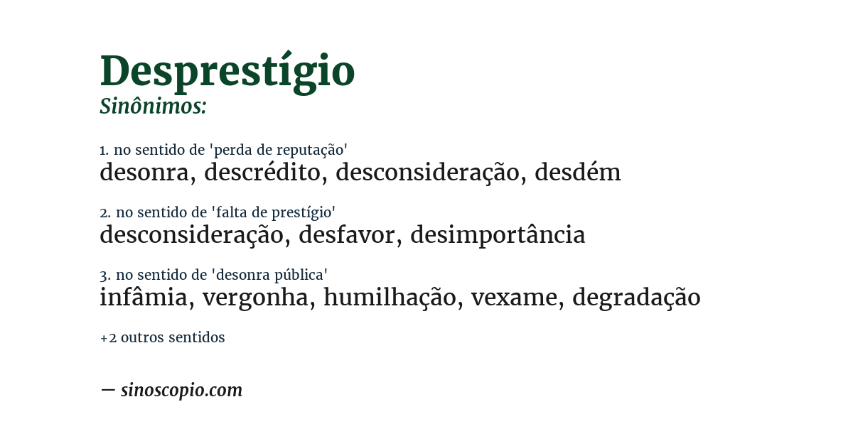 Sinônimo de desprestígio