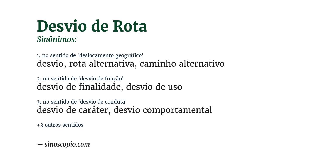 Sinônimo de desvio de rota
