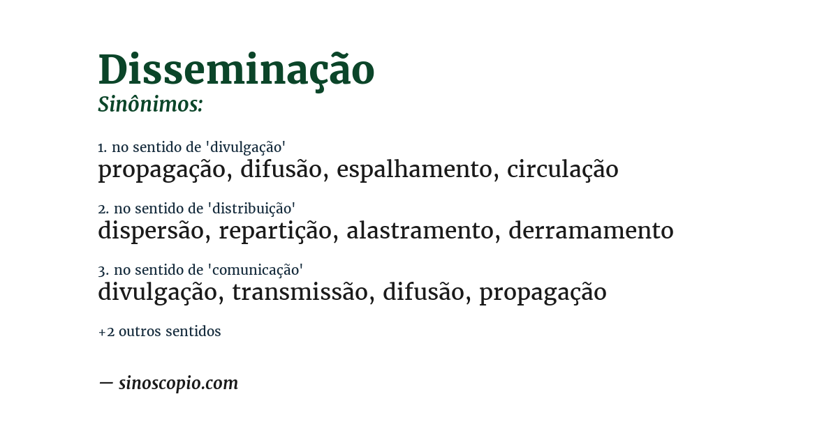 Sinônimo de disseminação