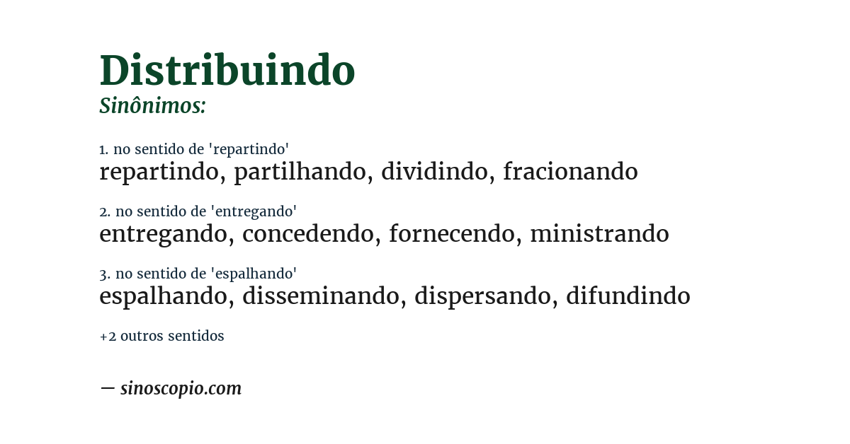 Sinônimo de distribuindo