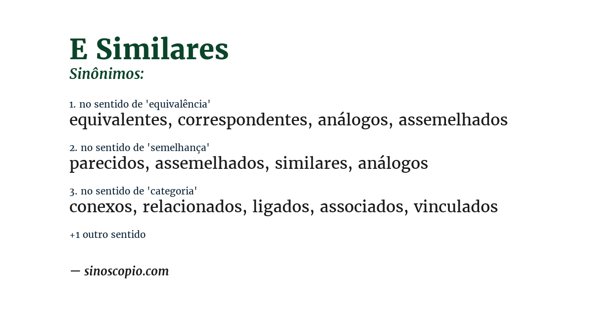 Sinônimo de e similares