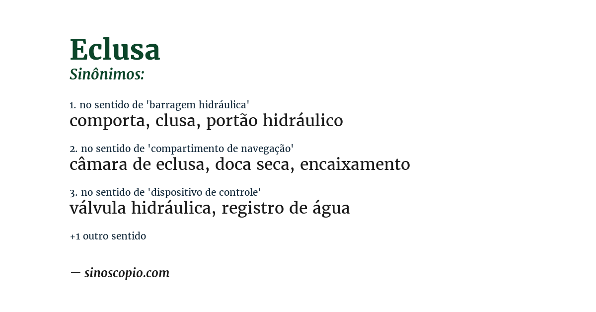 Sinônimo de eclusa