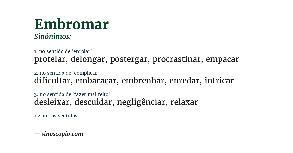 Sinônimo de embromar