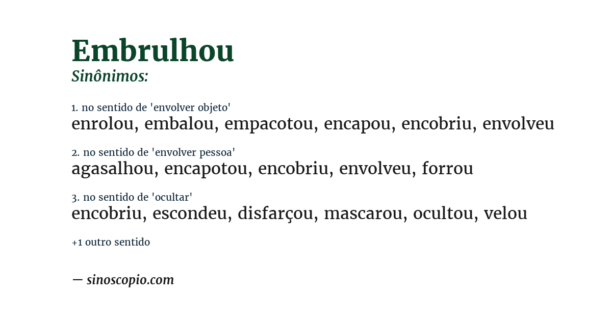 Sinônimo de embrulhou