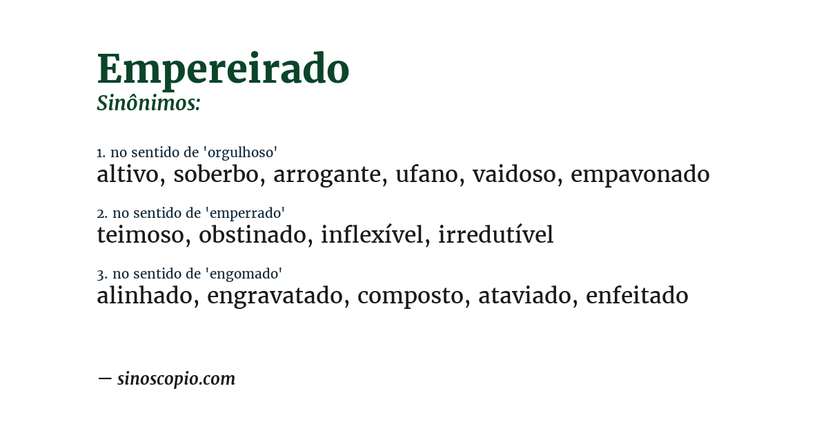 Sinônimo de empereirado