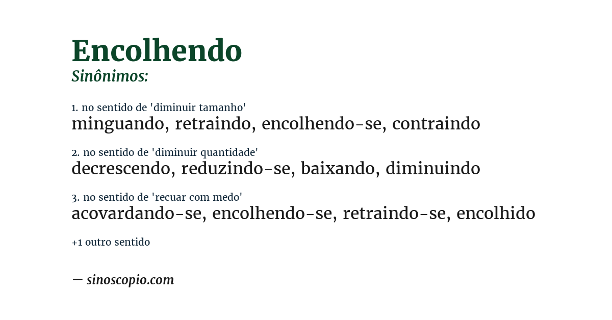 Sinônimo de encolhendo