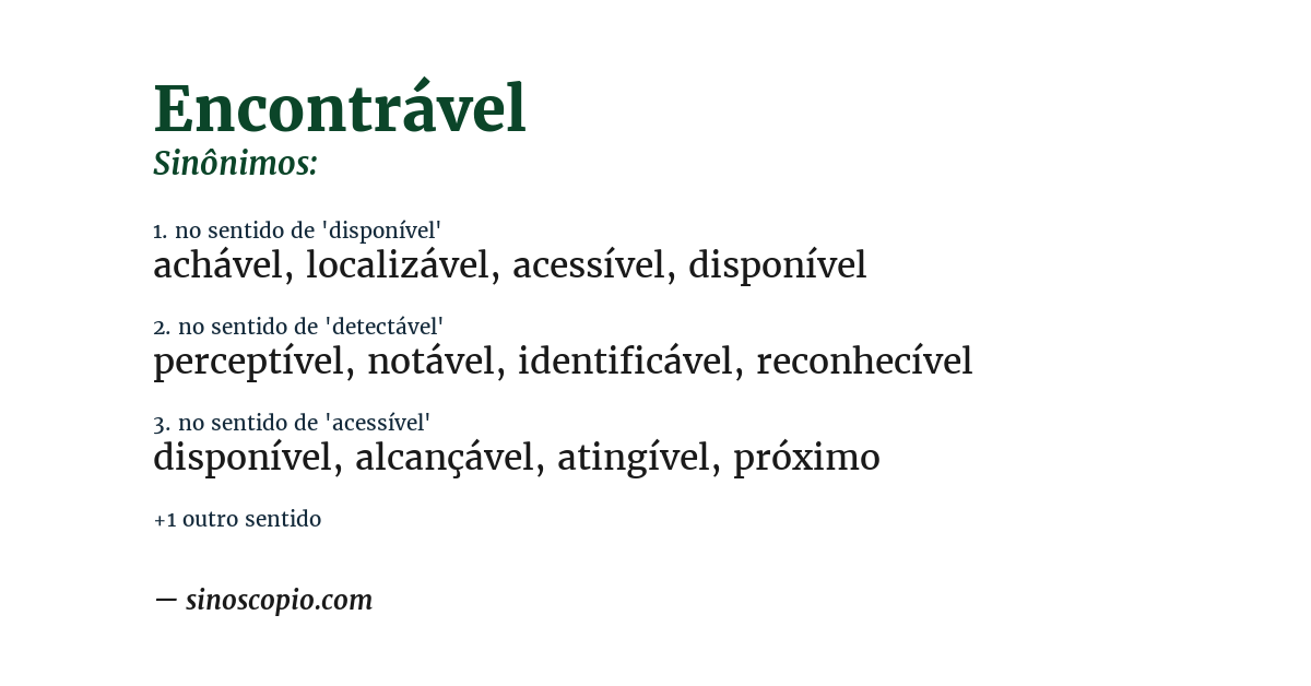 Sinônimo de encontrável