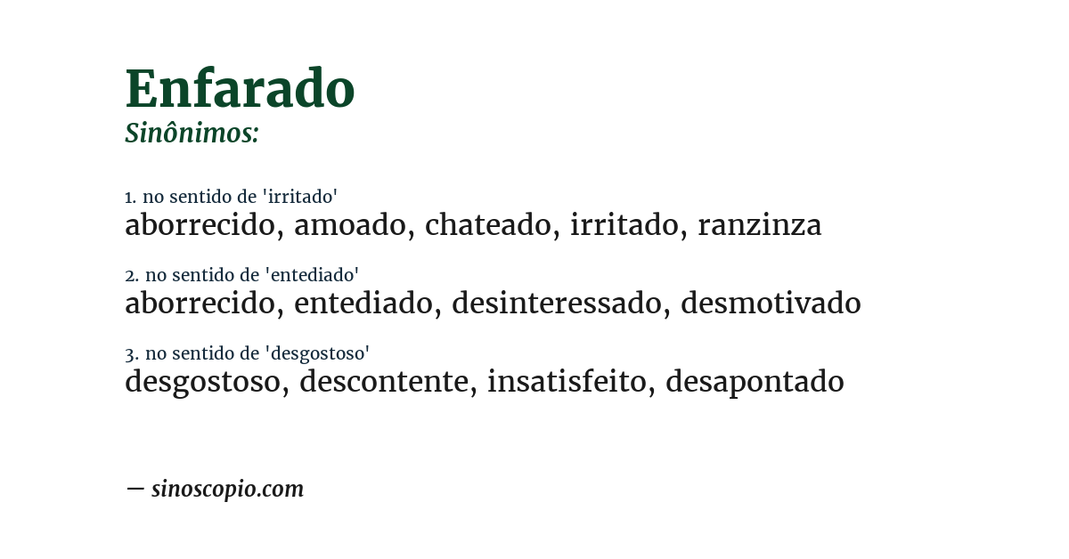 Sinônimo de enfarado