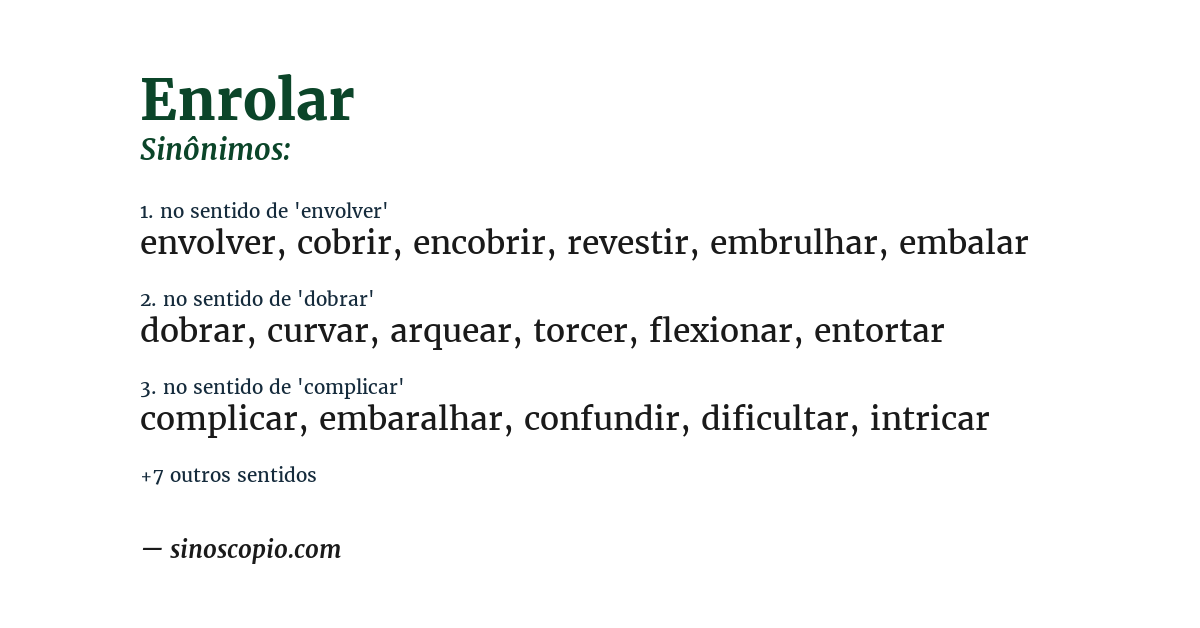 Sinônimo de enrolar