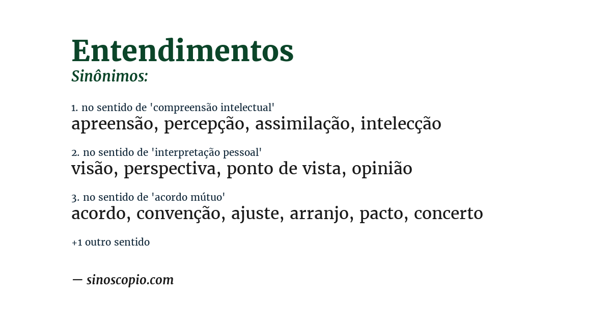 Sinônimo de entendimentos