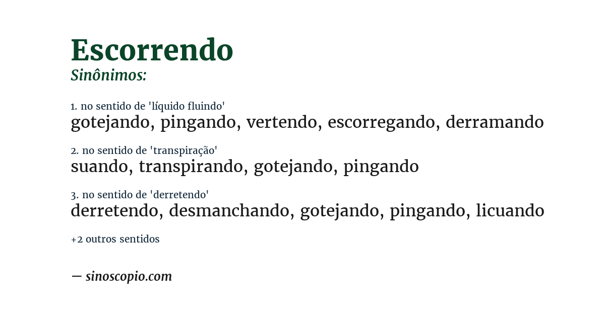 Sinônimo de escorrendo