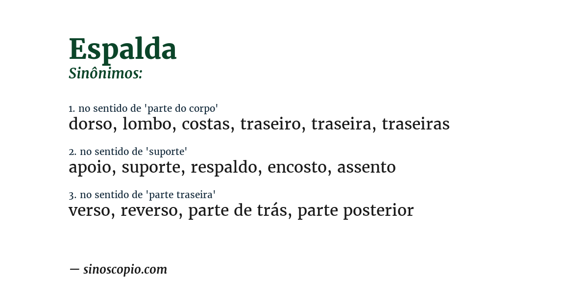 Sinônimo de espalda