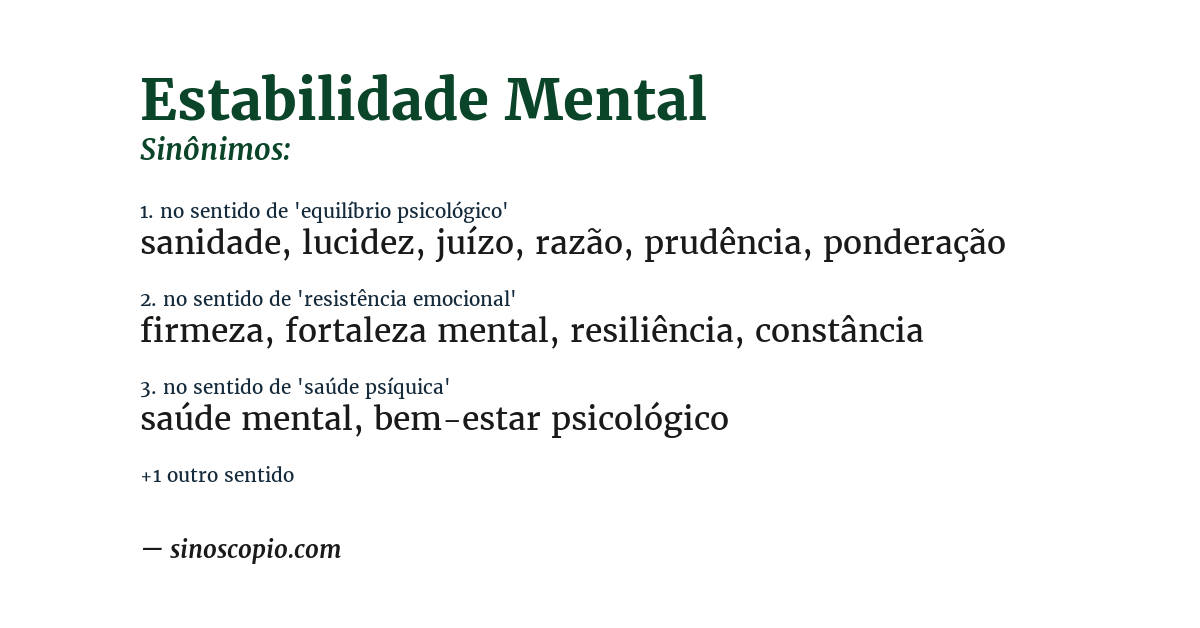 Sinônimo de estabilidade mental