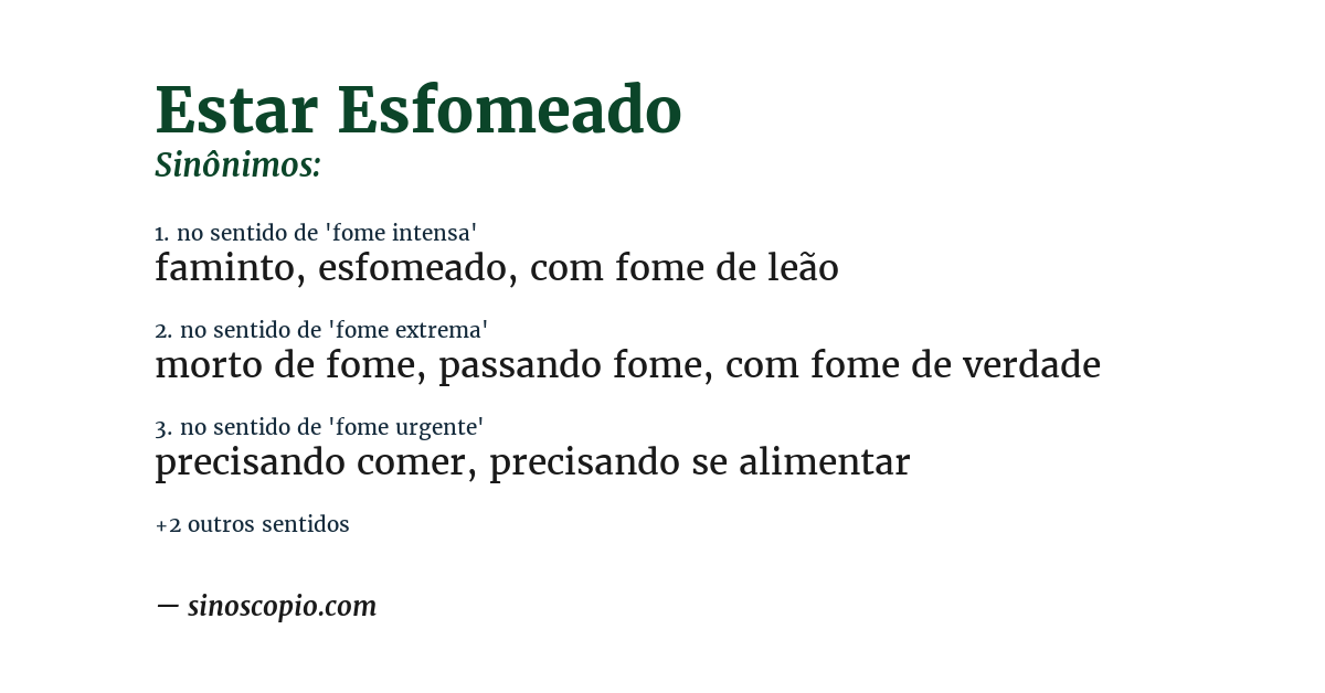 Sinônimo de estar esfomeado