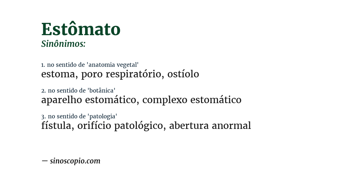 Sinônimo de estômato