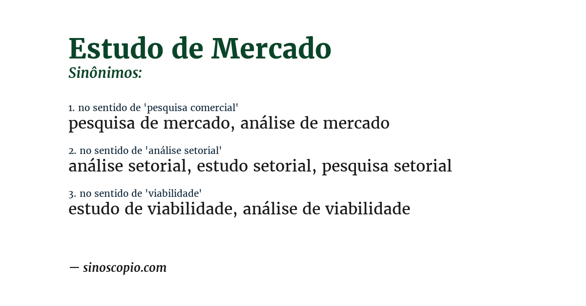 Sinônimo de estudo de mercado