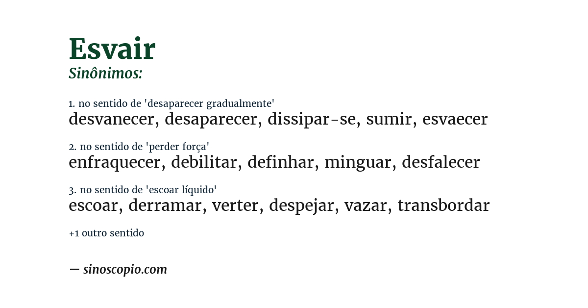 Sinônimo de esvair