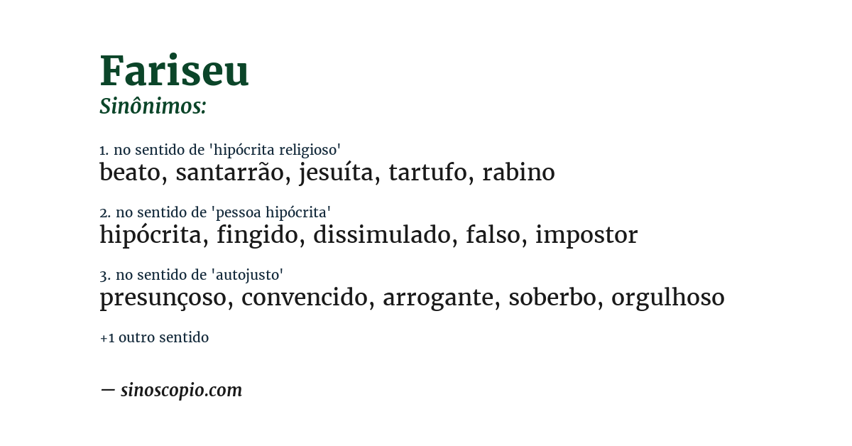 Sinônimo de fariseu