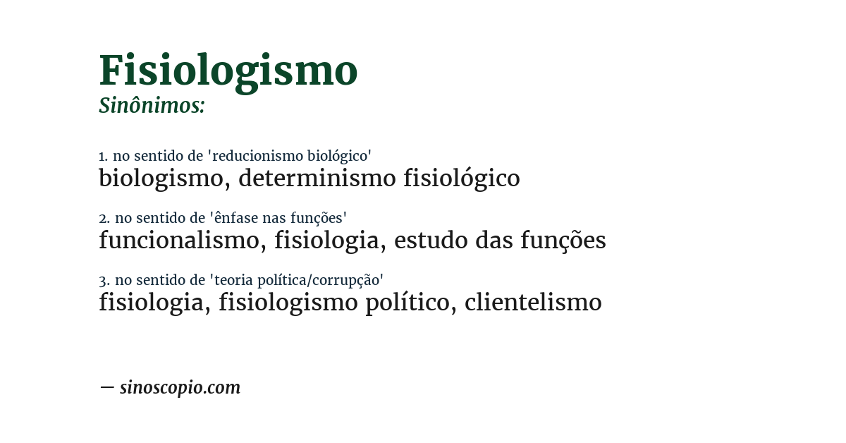 Sinônimo de fisiologismo