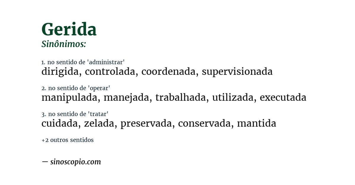 Sinônimo de gerida