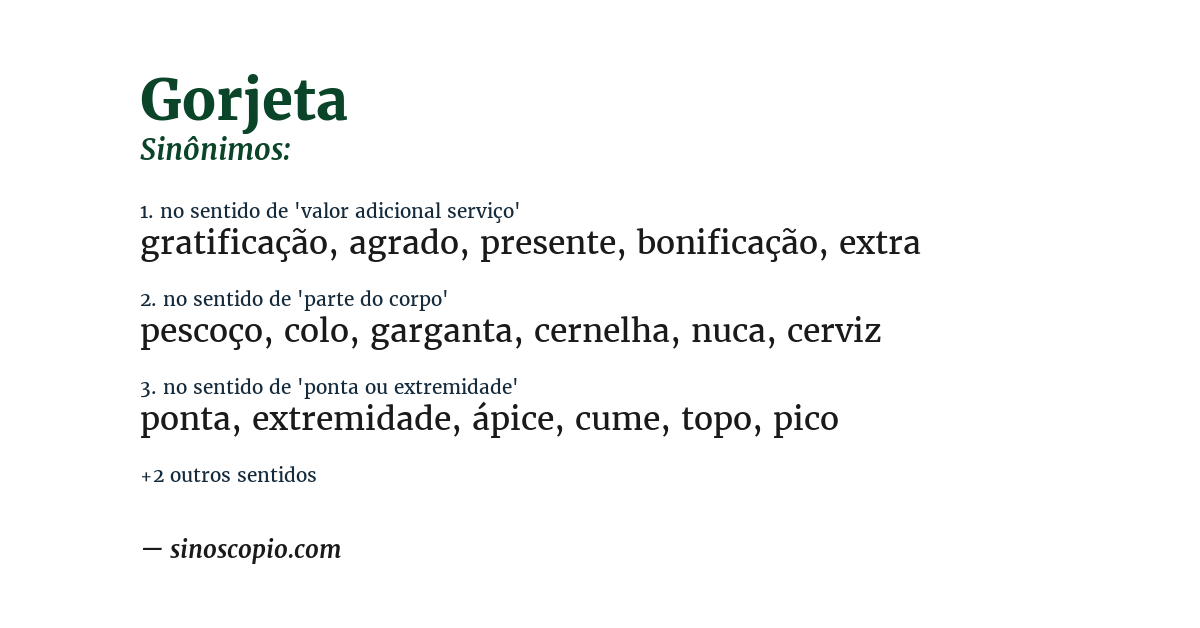 Sinônimo de gorjeta