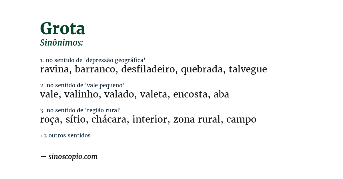 Sinônimo de grota