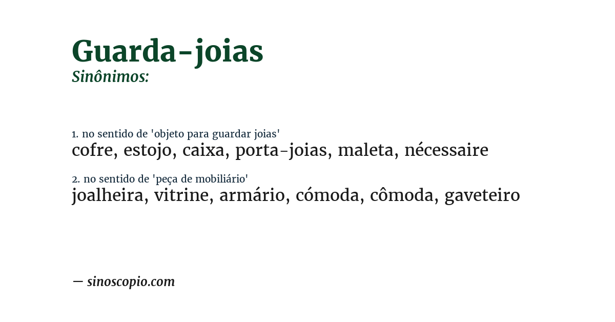 Sinônimo de guarda-joias