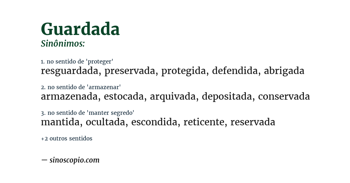 Sinônimo de guardada