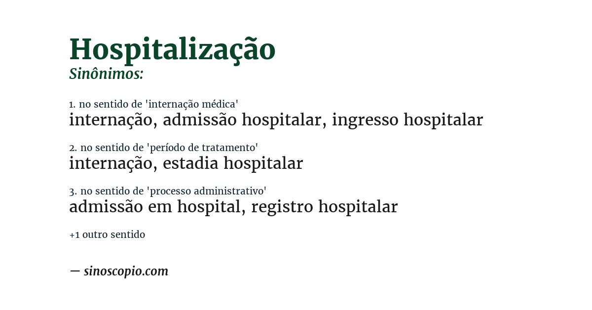 Sinônimo de hospitalização
