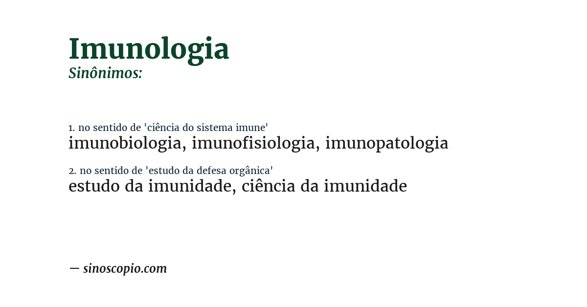 Sinônimo de imunologia