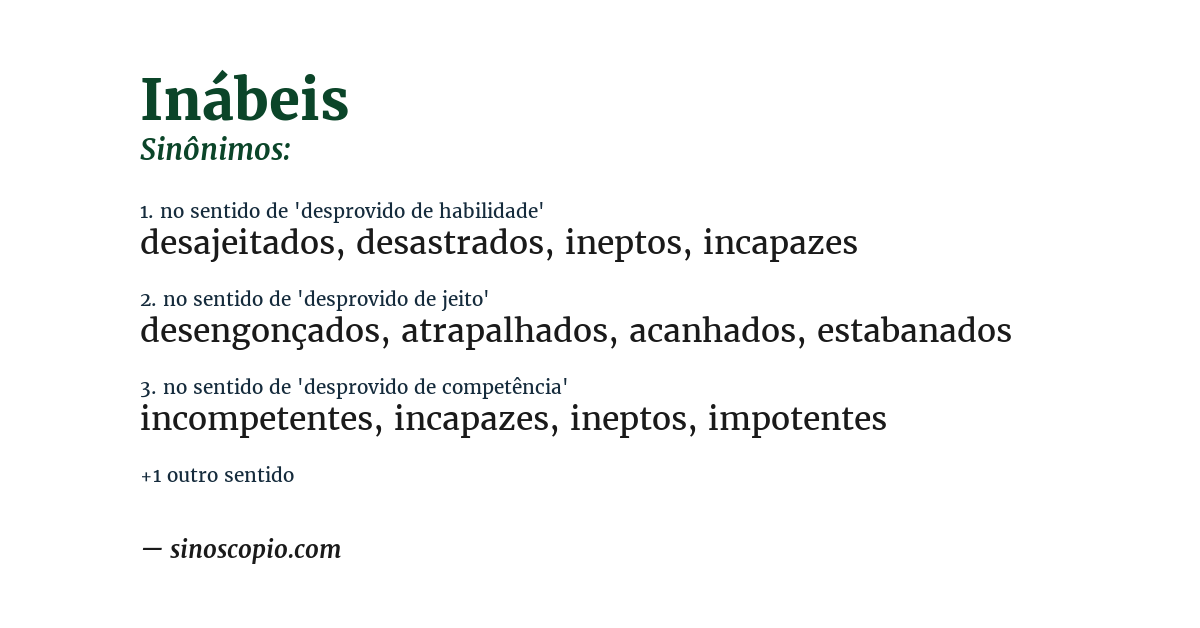 Sinônimo de inábeis