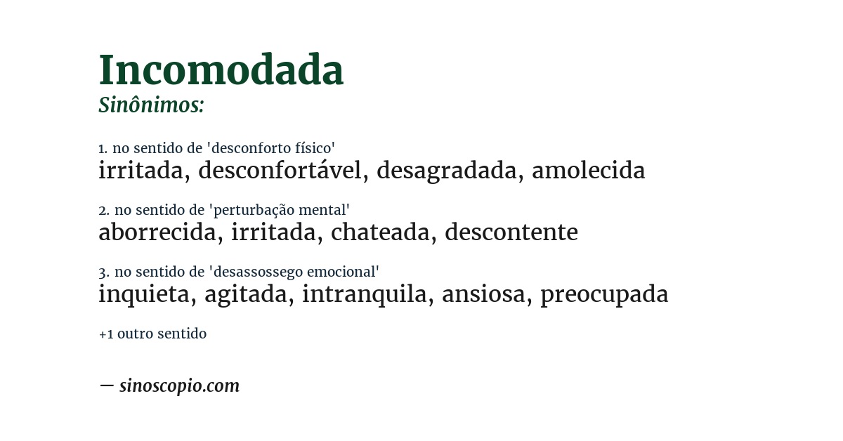 Sinônimo de incomodada