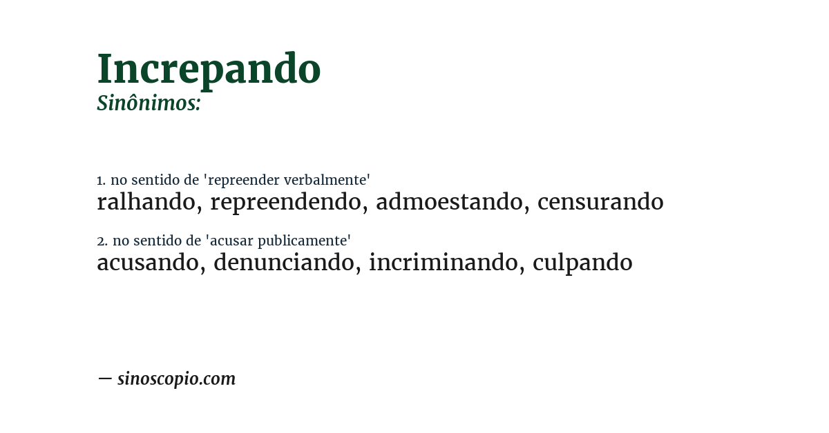 Sinônimo de increpando