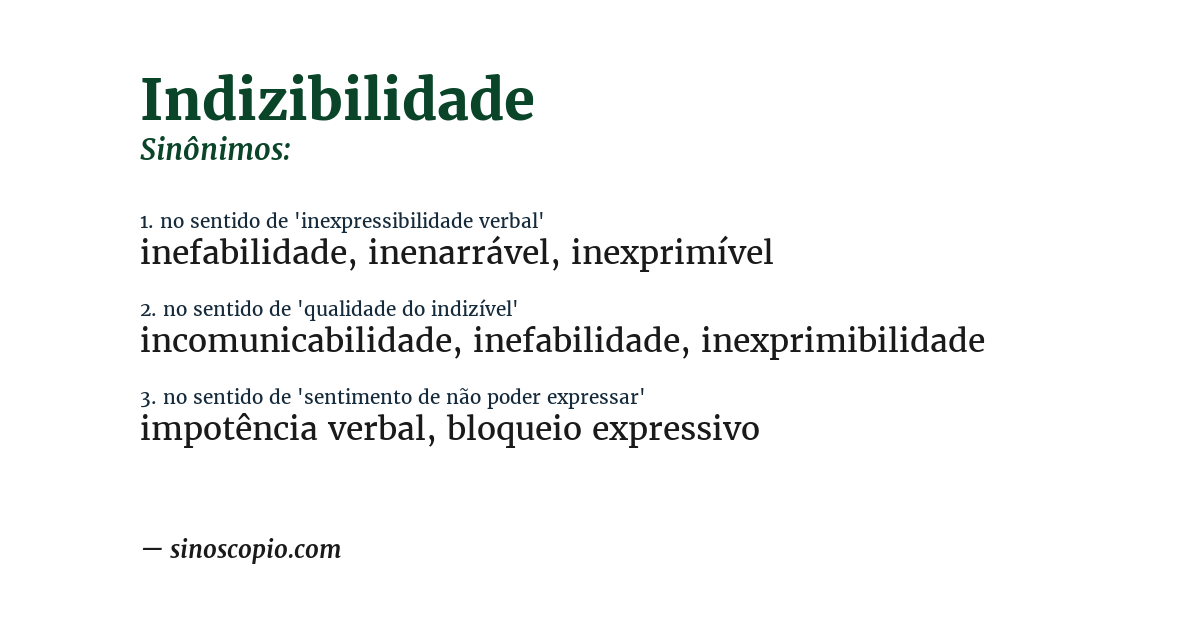 Sinônimo de indizibilidade