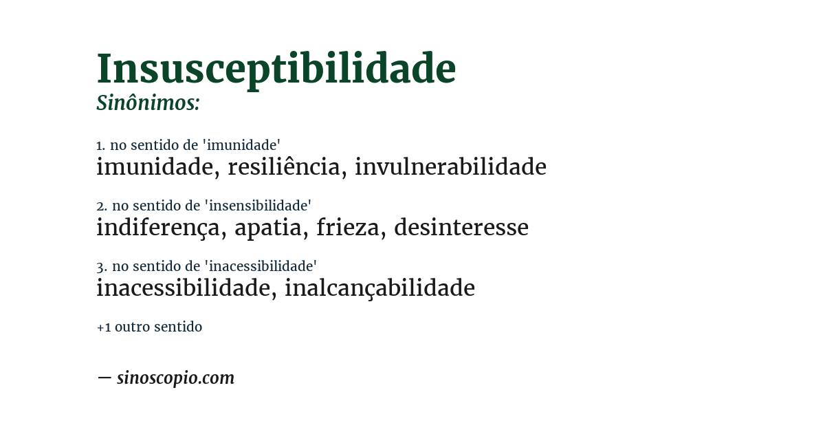 Sinônimo de insusceptibilidade