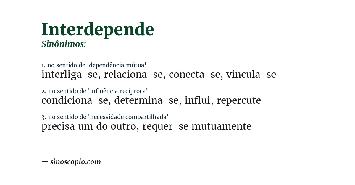 Sinônimo de interdepende
