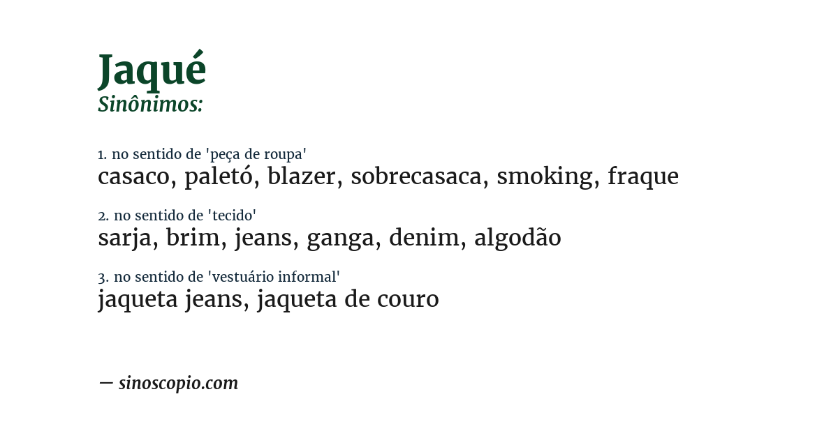 Sinônimo de jaqué