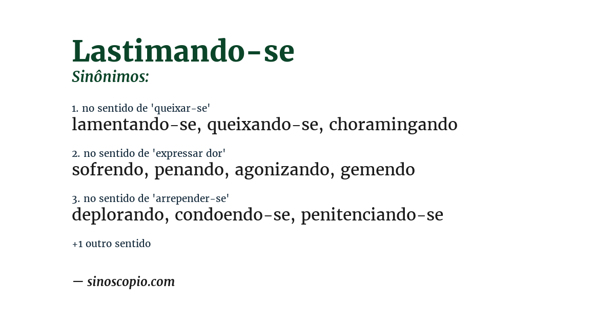 Sinônimo de lastimando-se