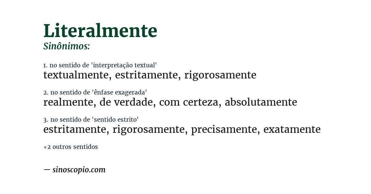 Sinônimo de literalmente