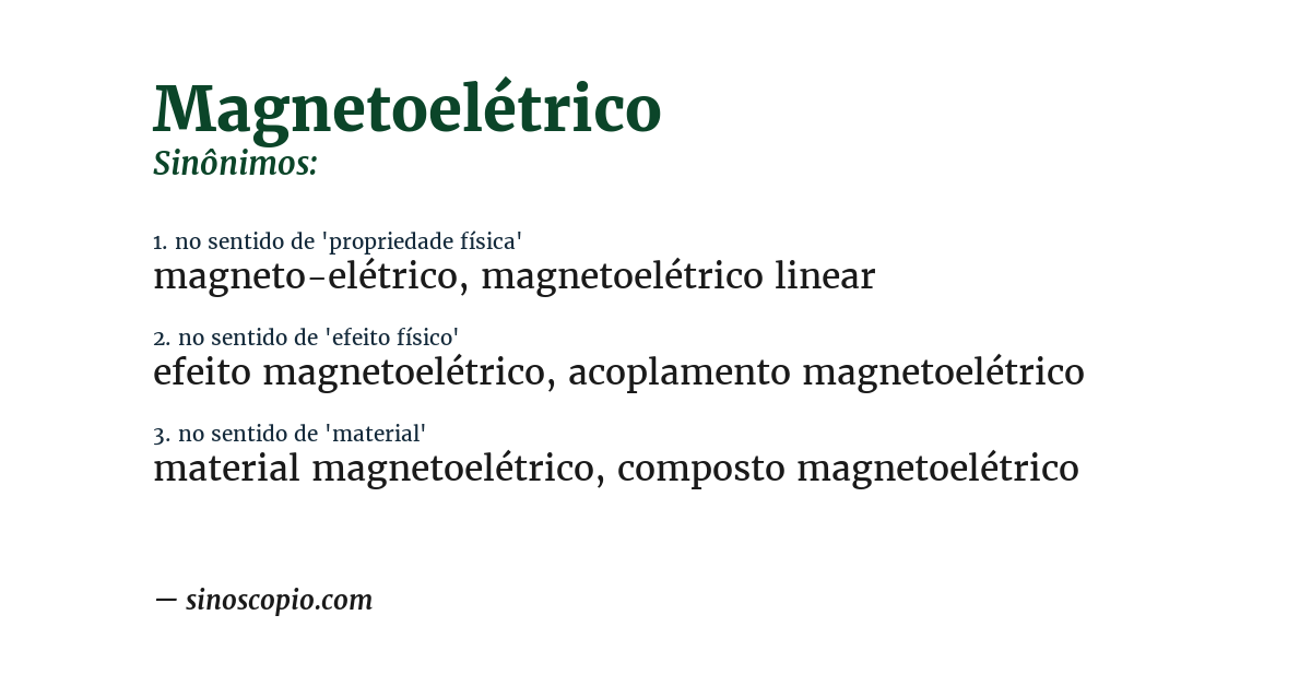 Sinônimo de magnetoelétrico
