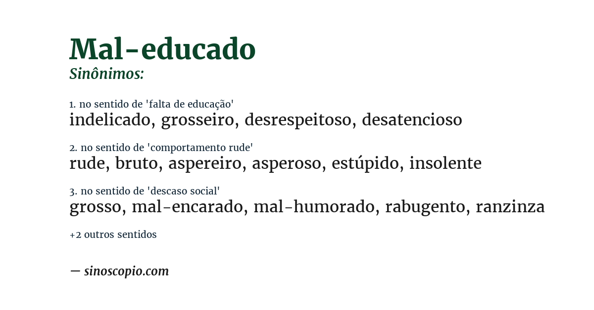 Sinônimo de mal-educado