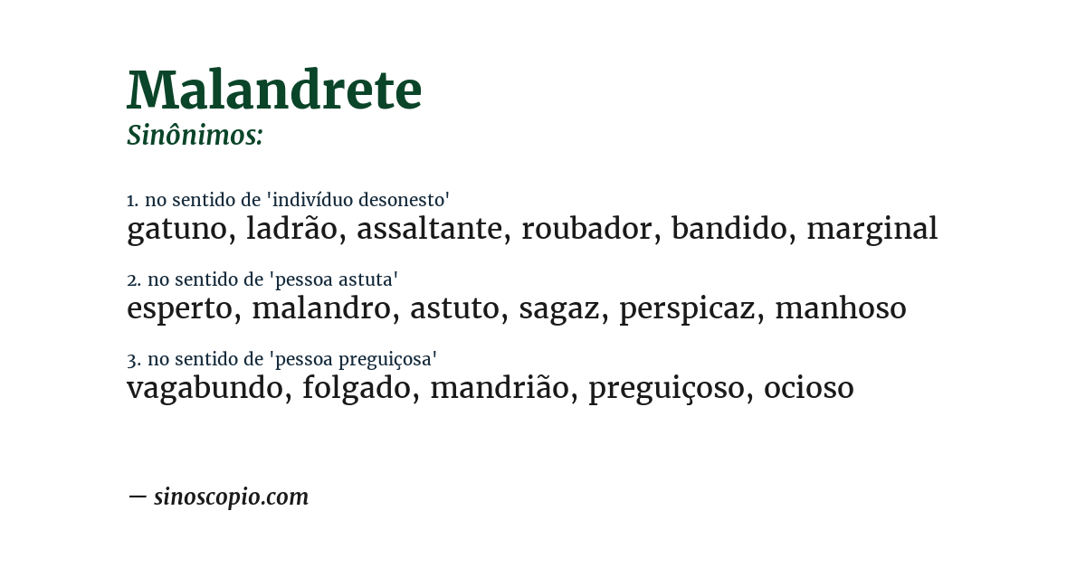Sinônimo de malandrete