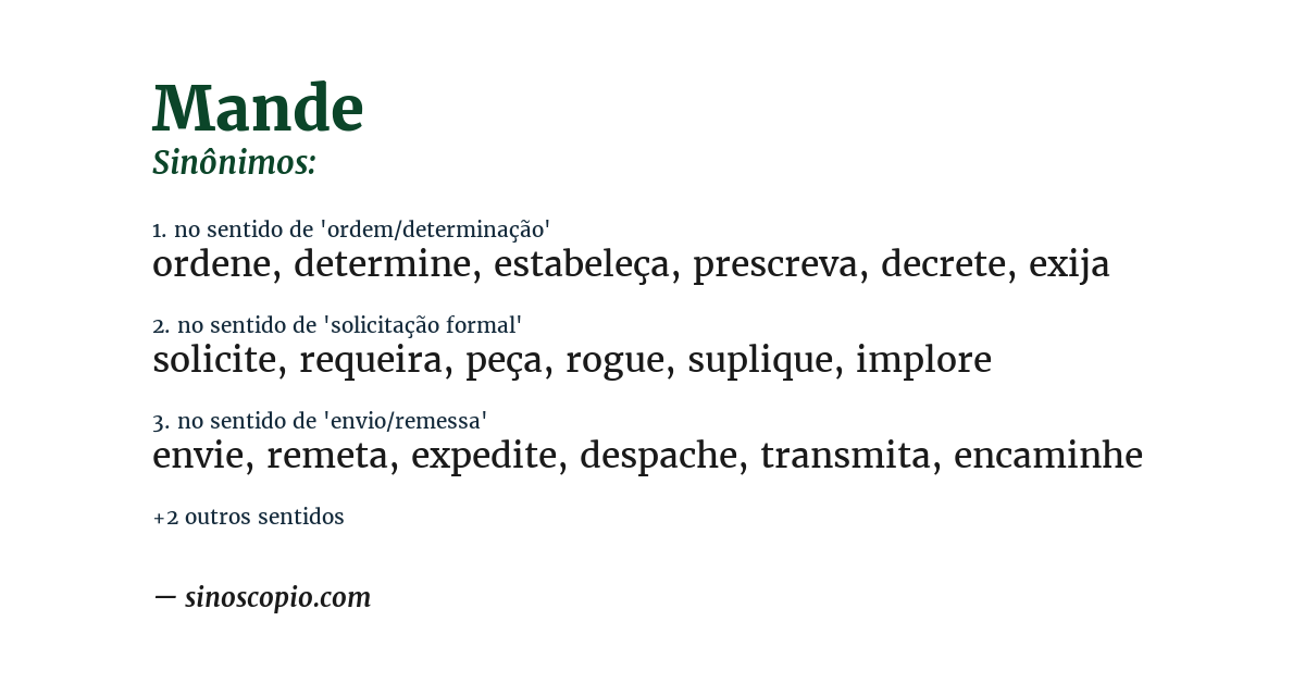 Sinônimo de mande