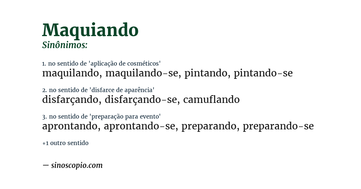 Sinônimo de maquiando