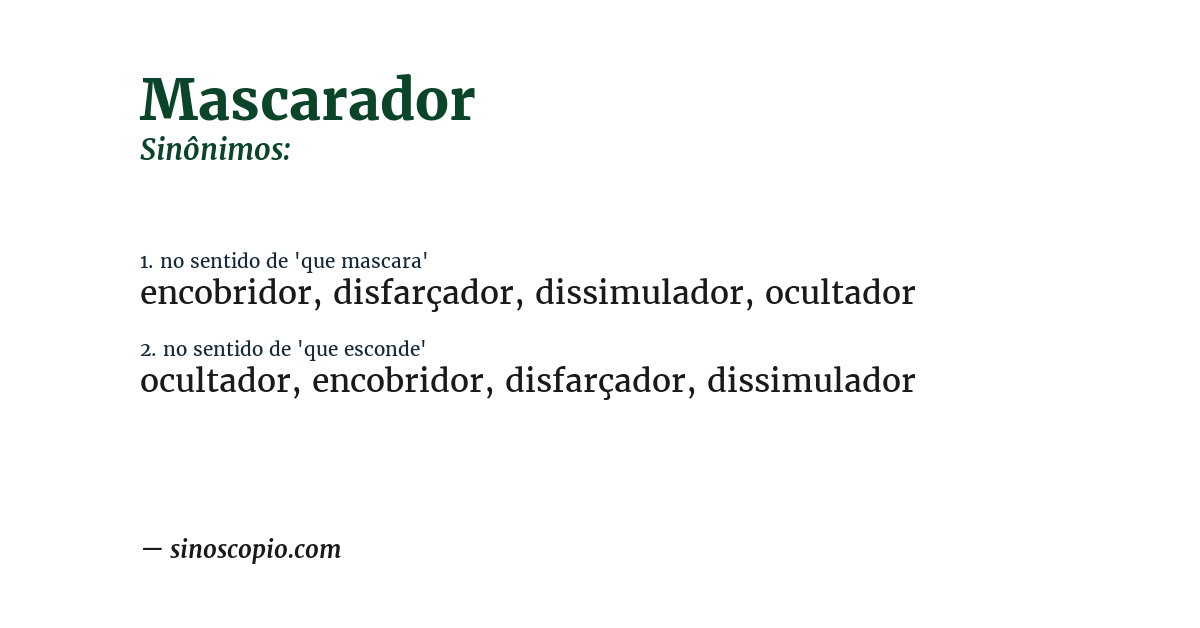 Sinônimo de mascarador