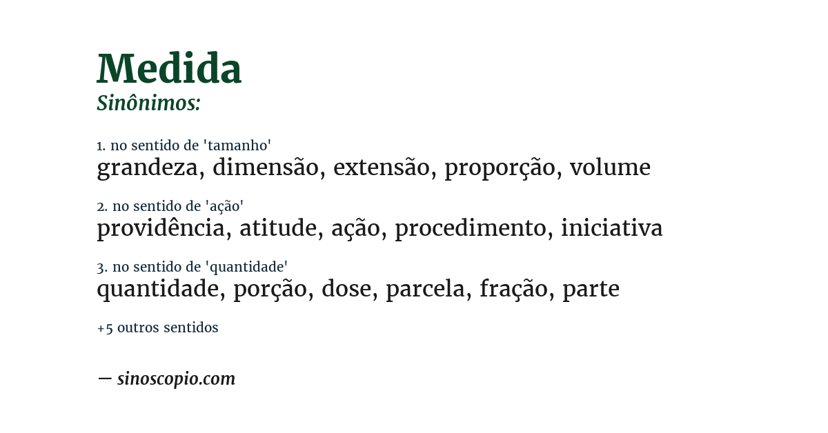 Sinônimo de medida