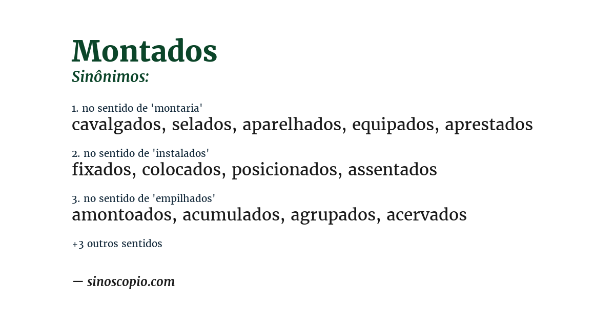 Sinônimo de montados