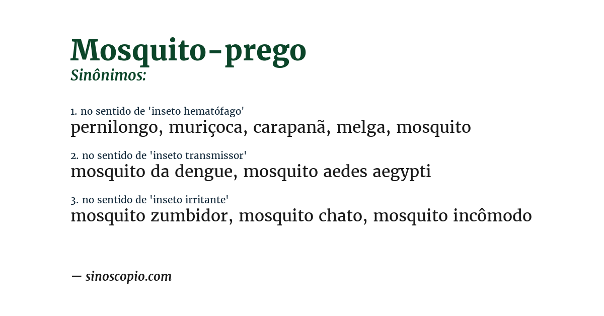 Sinônimo de mosquito-prego