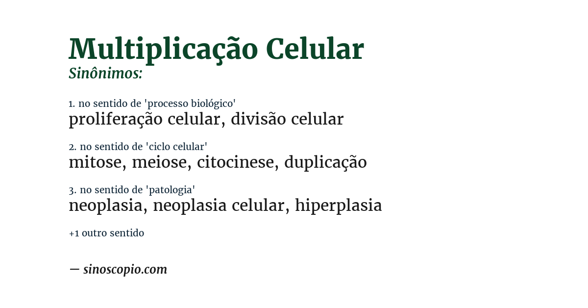 Sinônimo de multiplicação celular
