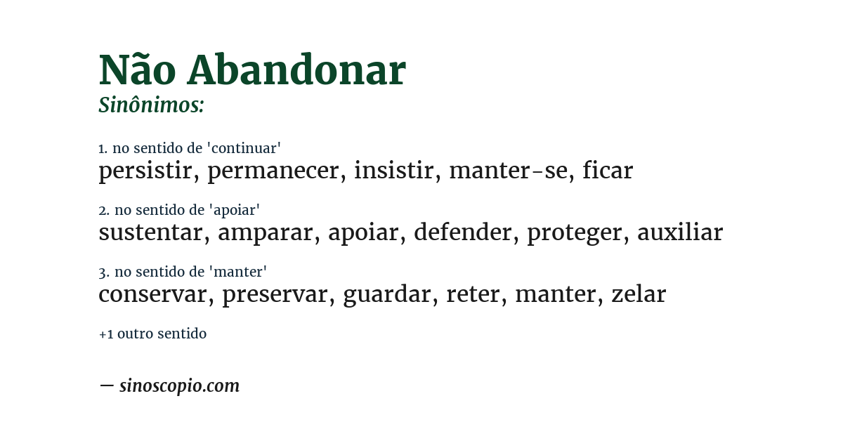 Sinônimo de não abandonar